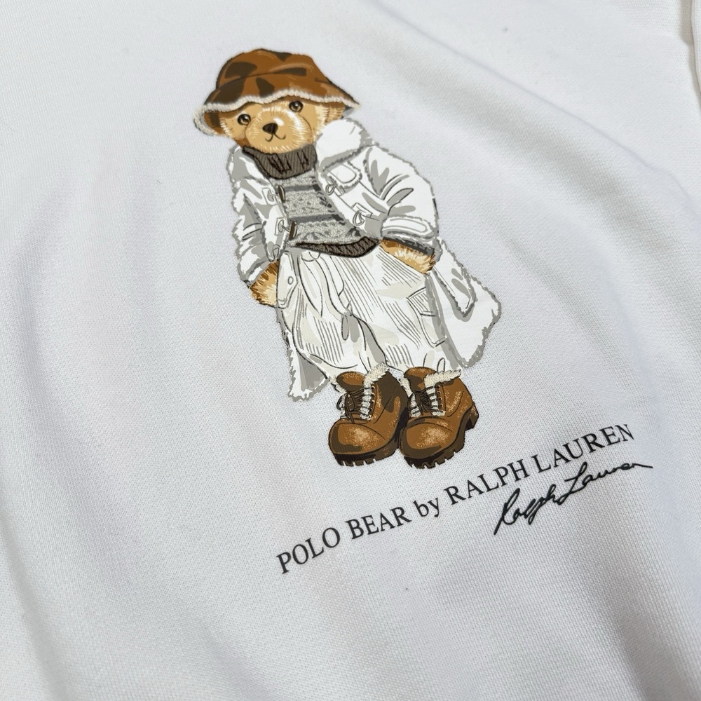 Polo Ralph Lauren Women's Polo Winter Bear Fleece Hoodie Cream Size XL NWT - Picture 3 of 10